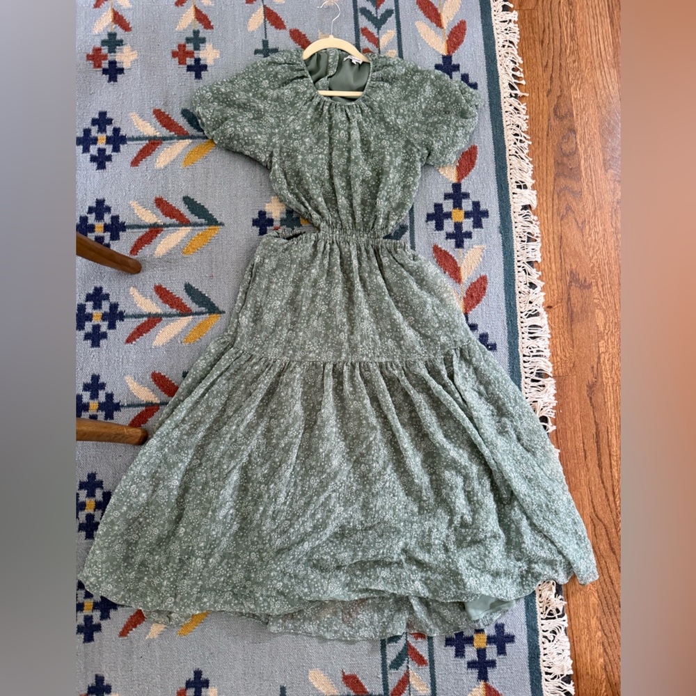 Madewell Green Floral Maxi Dress